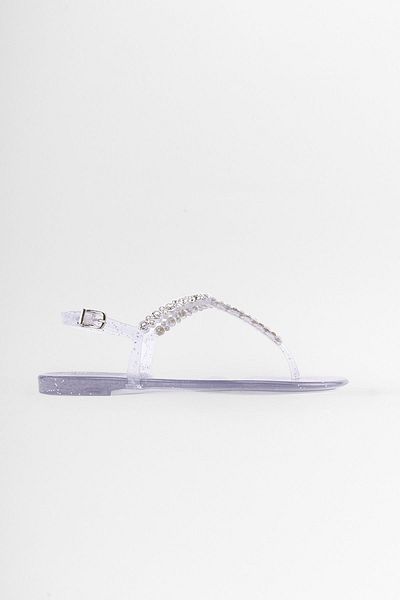 SHOEMARK Juna Women's Sandals - Transparent Glitter and Stone Detail