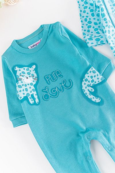 Babymod Cat Patterned Long Sleeve 2-Piece Baby Girl Jumpsuit Set