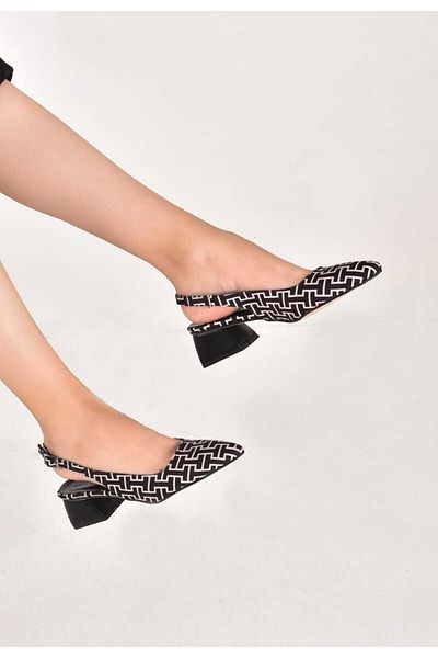 Ressome Karolin Women's Mini Heel Patterned - Open Back Pointed Toe Ballerinas