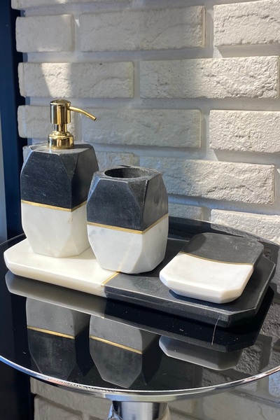 LEMİ DEKORASYON 4 Lü Mermer Banyo Seti