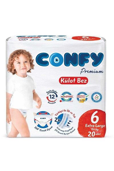 Confy حفاضات أطفال بريميوم بانتي مقاس 6 جونيور اكسترا لارج 20 قطعة