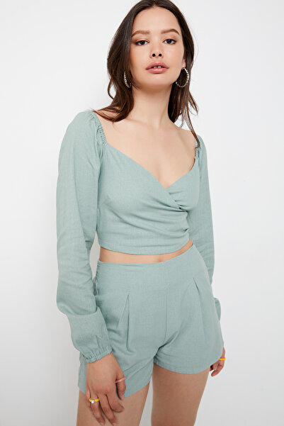 Ardene Linen Wrapped Ultra-Crop Top