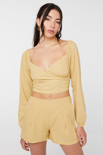 Ardene Linen Wrapped Ultra-Crop Top
