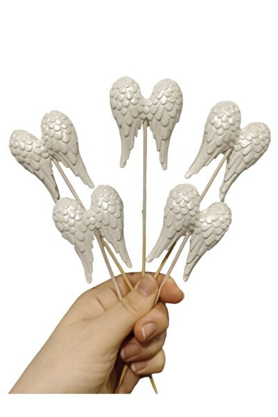 Dekoratif atölye 5li Melek Kanadı Saksı Süsü - El Yapımı Saksı Dibi Süsü - Te...