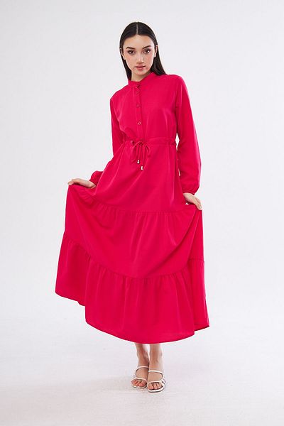 brako tekstil Women's Front Button-Buttoned Righteous Lapel Folded Dress