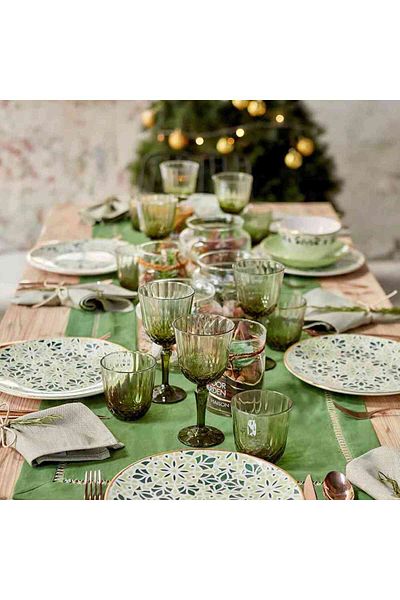 Bella Maison Colore Cut Glass-Goblet Set 24 Pcs Green