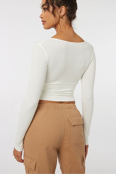Ardene Long Sleeve Deep V-Neck Top