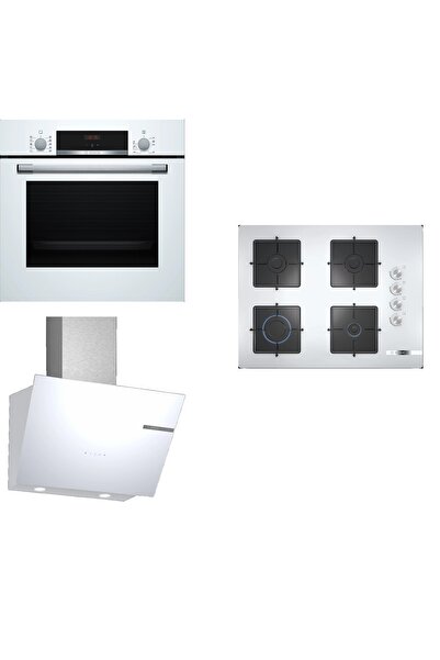 Bosch Beyaz Lux Ankastre Set (HBF514BW1T - POP7C2O12O - DWK66PJ20T)