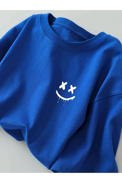 MOONBULL Μπλουζάκι Unisex Oversize με στάμπα με χαμογελαστό πρόσωπο