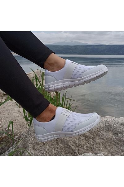 BS BLACK SEA Black Sea White Laceless Lightweight Footed Orthopedic Sports Shoes