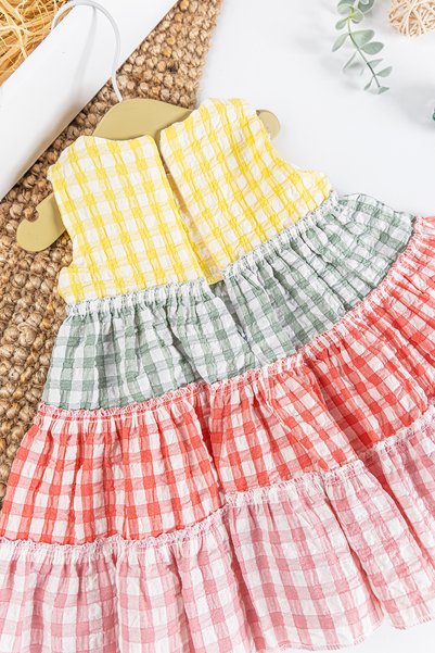 Babymod Gingham Patterned Colorful Summer Baby Girl Dress