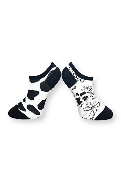 Mevo Unisex İnek Desenli Patik Çorap