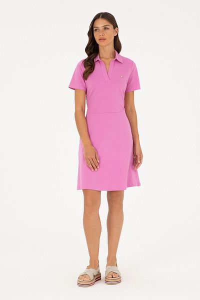 U.S. Polo Assn. Rochie de damă tricotată cu gât polo - Violet1832328-VR037