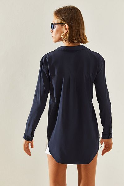 Bianco Lucci Fit Cut-Hemd für Damen – Basic-Ärmelfaltendetail, 60251348