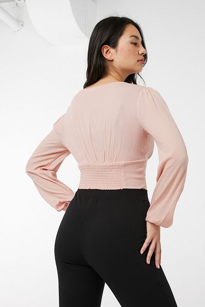 Ardene V-Neck Lace Trim Long Sleeve Top