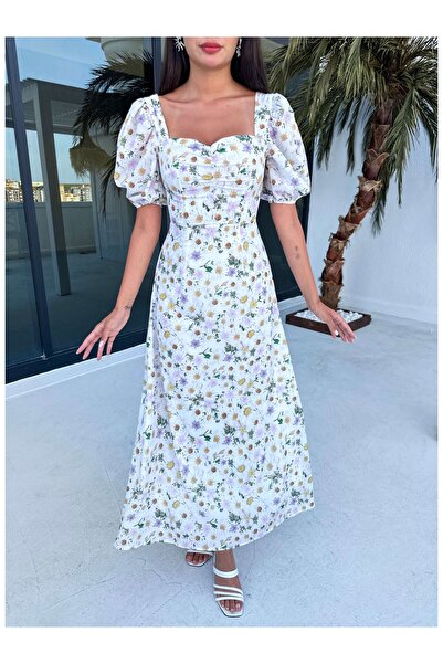 ESRAHELVACI Daisy Midi Dress - Balloon Sleeve Design