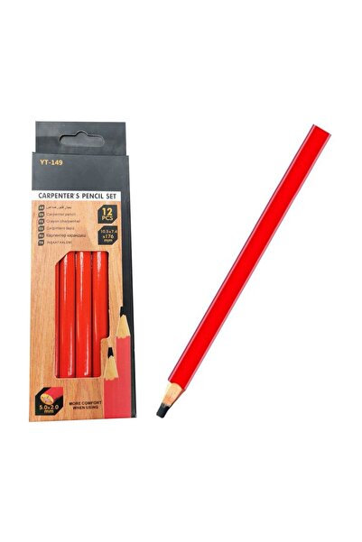 REKOTOOLS -SİYAH OVAL KALEM  TAHTA KALEM MARANGOZ KALEMİ 12ADET