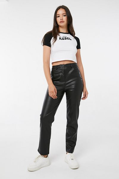 Ardene Vegan leather Straight Leg Pants