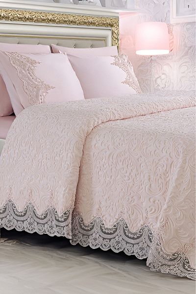 Bi Moda 6 Piece French Lace Blanket Set - with Dowry Box