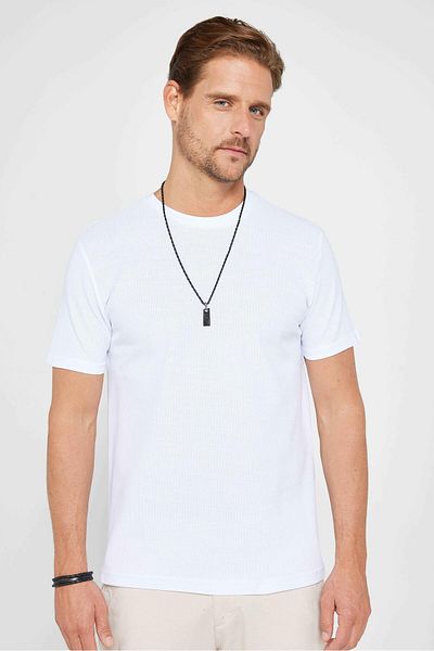 Tudors Ανδρικό T-shirt Slim Fit Slim Fit 100% βαμβάκι με απαλή υφή, λευκό μπλουζάκι με λαιμόκοψη