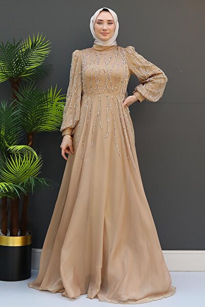 GİZ AGİYİM Βραδινό φόρεμα Janjan Hüma - Χρυσό Χρώμα