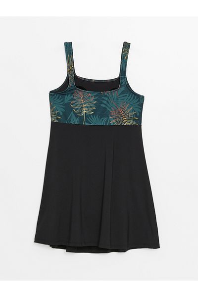 LC Waikiki Women's U-Neck Patterned Swimsuit - UV Protection and Skirt