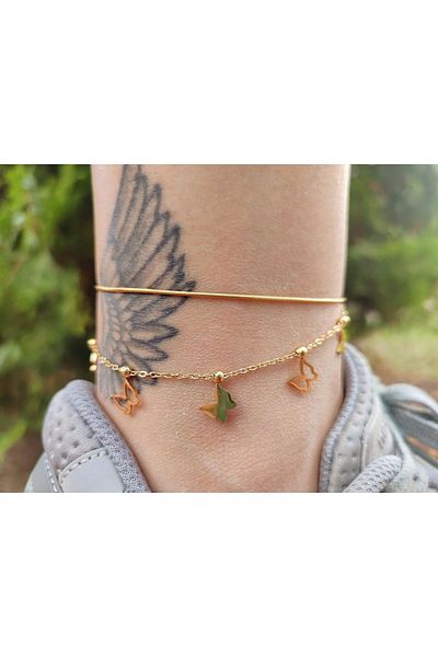 bej jewelry Butterfly Gold Steel Anklet - Stylish and Comfortable Cut