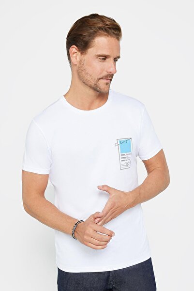 Tudors Ανδρικό T-shirt Slim Fit Slim Fit 100% βαμβακερό τυπωμένο λευκό μπλουζ...