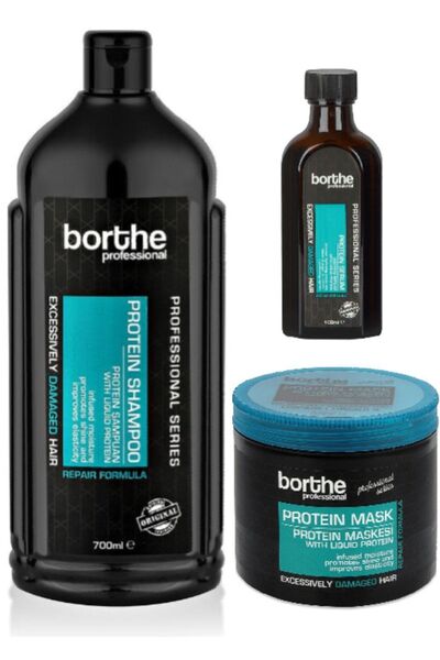 Borthe Protein Saç Bakım Seti Şampuan(700 ml) + Maske(500 ml) + Serum( 115 ml)