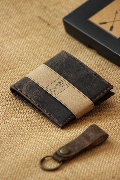 matleather Genuine Leather Wallet / Crazy Leather / with Gift Box / Keychain Gift