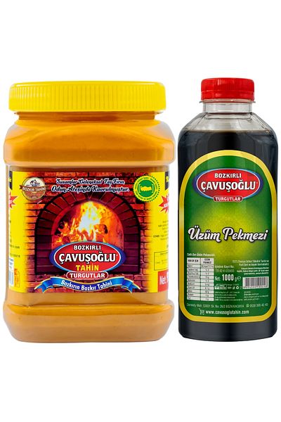 Bozkırlı Çavuşoğlu Double Roasted No Bran Steppe Tahini 930 Gr Çavuşoğlu Grape Molasses 1000 Gr