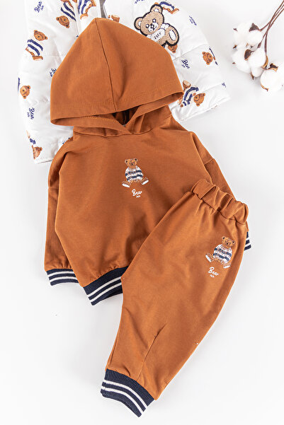 Babymod Three Piece Winter Baby Boy Set with Teddy Bear Figure Vest