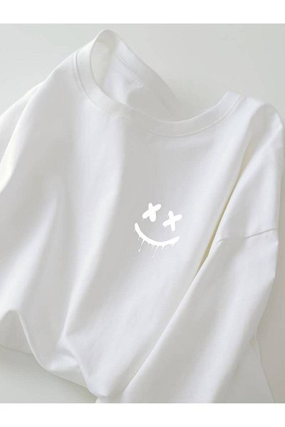 MOONBULL Μπλουζάκι Unisex Oversize με στάμπα με χαμογελαστό πρόσωπο