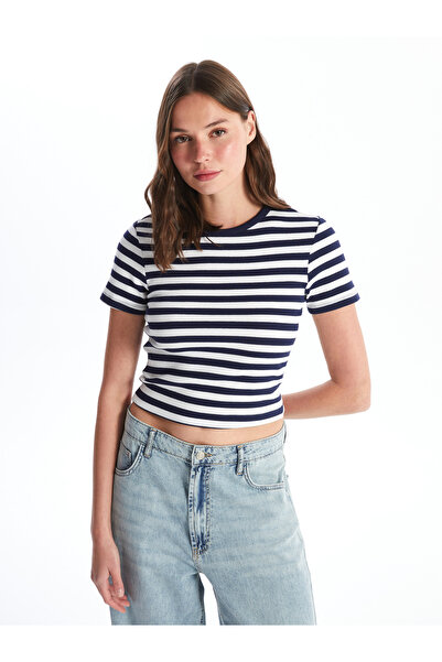 LC Waikiki Γυναικείο T-Shirt με ριγέ Crew Neck - Κοντό μανίκι