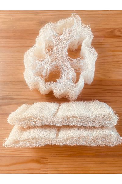 MANİVİ 5 cm Wide Natural Piece Pumpkin Fiber Kitchen and Bath Sponge - 2 Pieces
