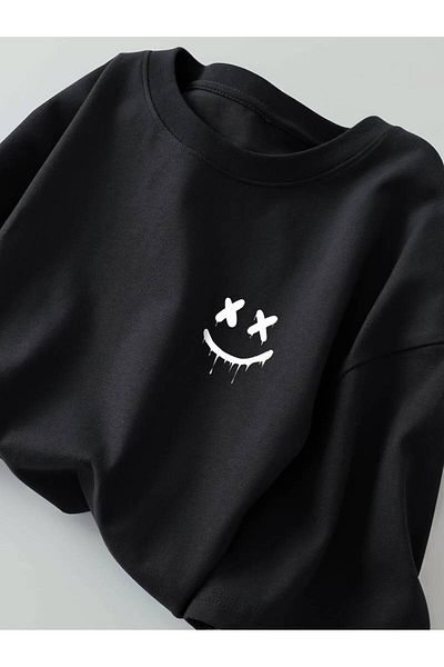 MOONBULL Μπλουζάκι Unisex Oversize με στάμπα με χαμογελαστό πρόσωπο