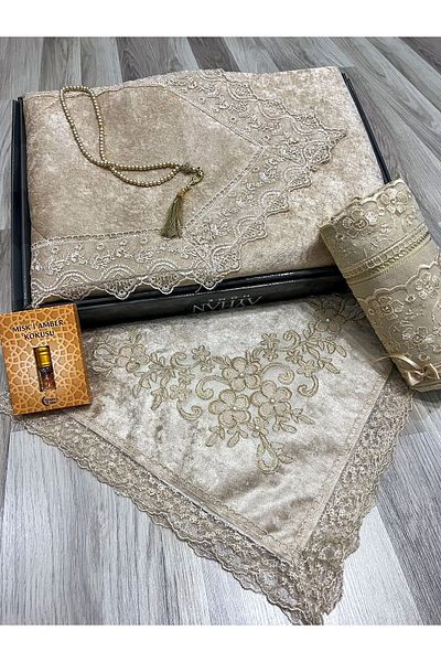 AYHANHOME 5 Piece Velvet Laced Bridal Groom Set - With Dowry Bundle Box