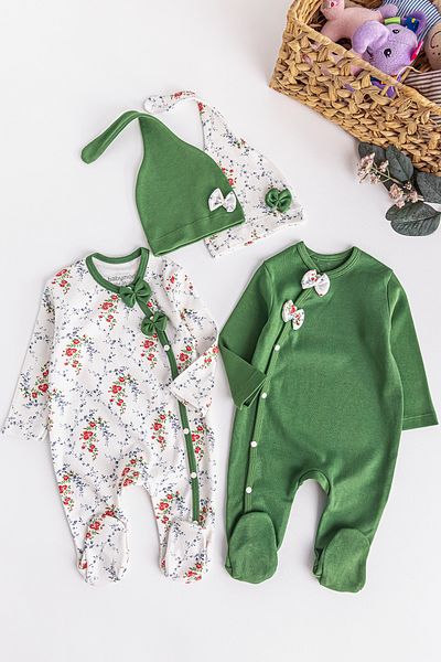 Babymod طقم رومبير للفتيات الصغيرات بأكمام طويلة مزين بالزهور