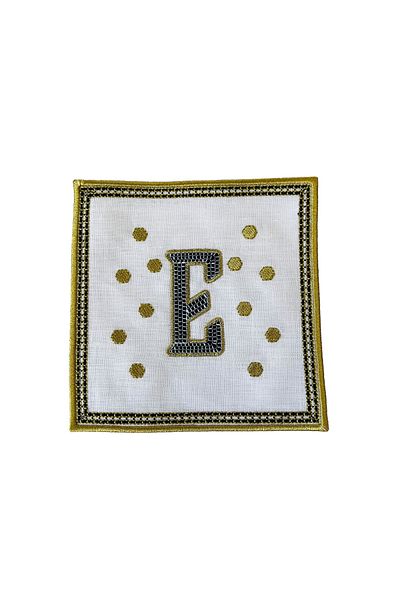 ge living Tiled Margot ́E ́ Letter Cocktail Napkin (1 Piece)