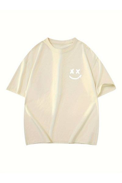 MOONBULL Μπλουζάκι Unisex Oversize με στάμπα με χαμογελαστό πρόσωπο