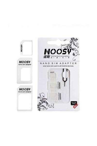 NOOSY Nano and Micro Sim Card Apparatus, Converter Sim Adapter Set of 4 - Multi Apparatus Sim Apparatus