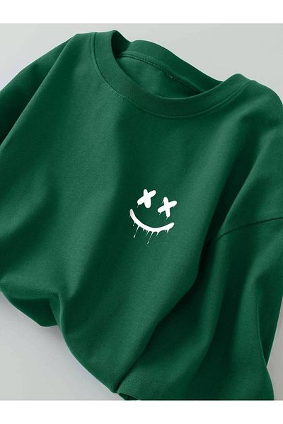 MOONBULL Μπλουζάκι Unisex Oversize με στάμπα με χαμογελαστό πρόσωπο