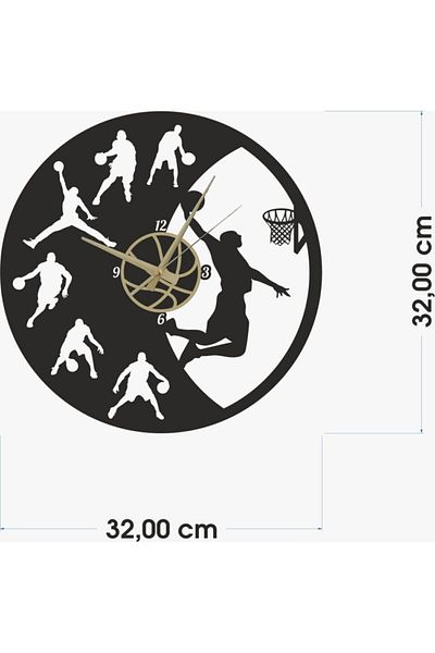 Numa Concept Basketball Sports Wall Clock Mdf Wall Decoration Laser Cut 32X32 cm