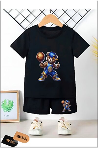 FRİENDS KİDS Çocuk  '' Ayıcık Basketbol '' Baskılı Şort-Tişört Takımı