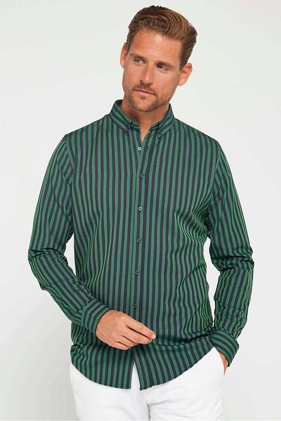 Tudors Ανδρικό πουκάμισο - Slim Fit, Μακρυμάνικο, Ριγέ γιακά, Κουμπωτό