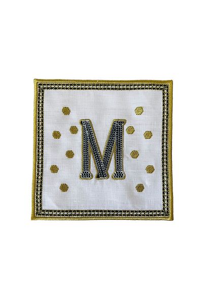 ge living Tiled Margot ́M ́ Letter Cocktail Napkin (1 Piece)