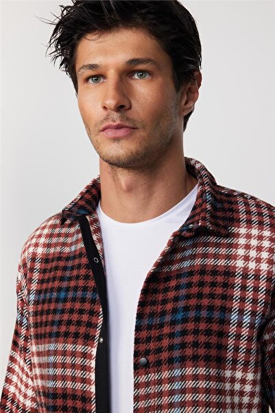 Tudors Erkek Slim Fit Dar Kesim Uzun Kollu Kareli Kışlık Oduncu Gömlek