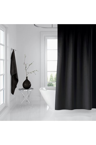 Zethome Μπανιού Περσέ 1x240x200 Μονού Φυλλώματος Κουρτίνα Ντους με Δώρο Ρινέλα 0010 Μαύρο
