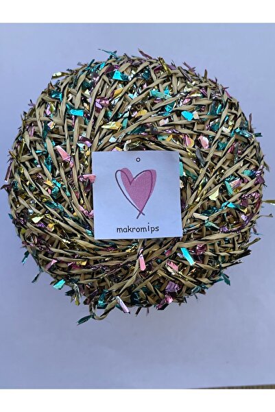 Makromİps Premıum Metalik Confeti Kâğıt Rafya Ip(50gr/m+-5)Simli Parlak Abiye Polyester Çanta Şapka Örgü ipi