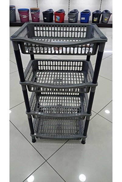 LeesHome 4 Katlı Gri Kare Plastik Sebzelik
